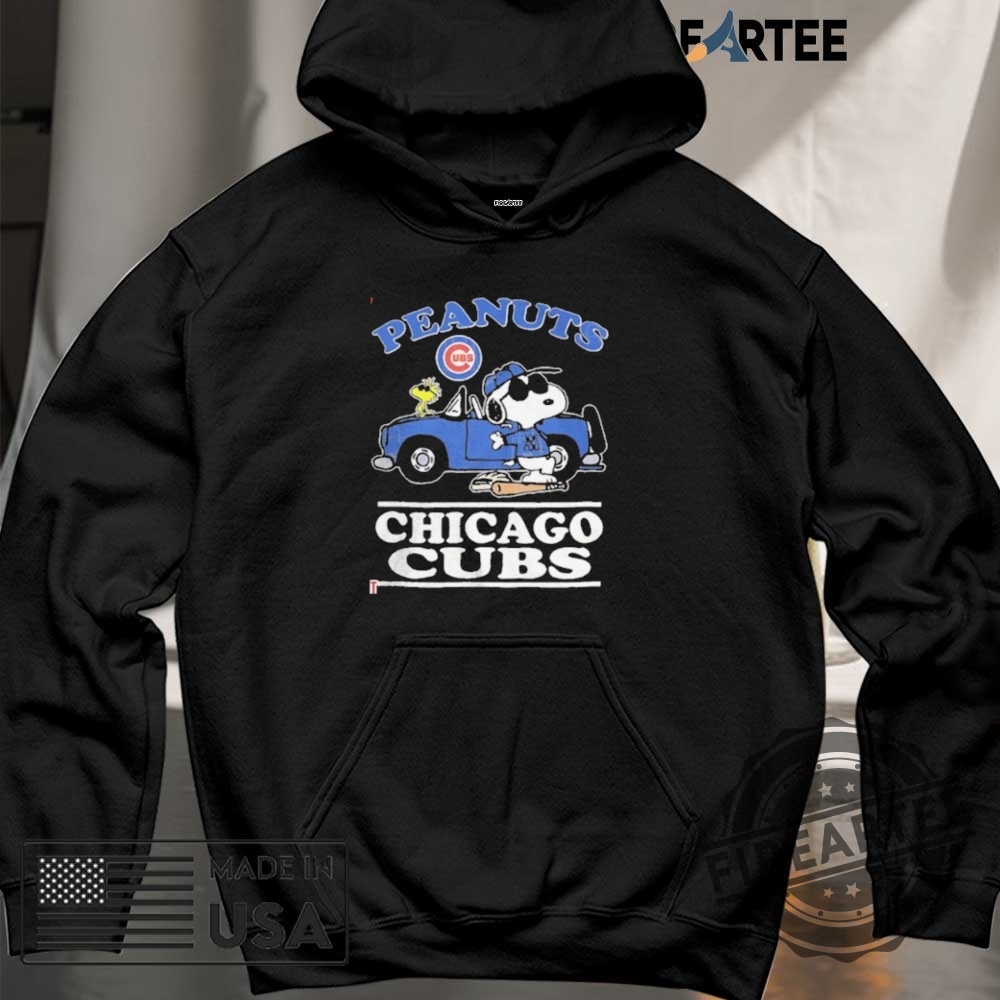 Chicago Cubs Peanuts Snoopy Driving Car Shirt 6 Chicago Cubs Peanuts Snoopy driving car shirt