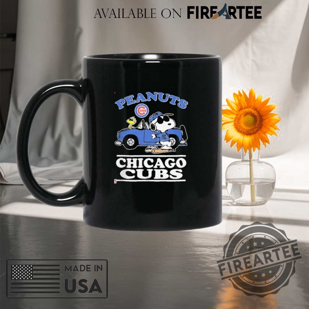 Chicago Cubs Peanuts Snoopy Driving Car Shirt 8 Chicago Cubs Peanuts Snoopy driving car shirt