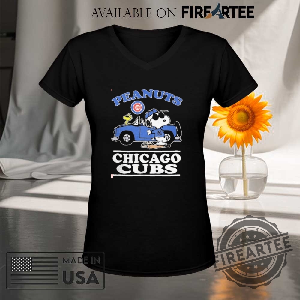 Chicago Cubs Peanuts Snoopy Driving Car Shirt 9 Chicago Cubs Peanuts Snoopy driving car shirt
