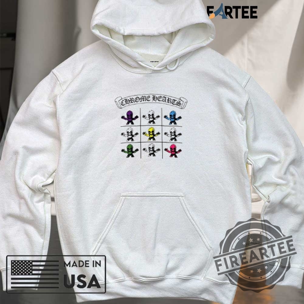Chrome Hearts Color Grid Skeleton Shirt White Streetwear Tee With Multicolor Skull Graphics 6 Chrome Hearts Color Grid Skeleton Shirt – White Streetwear Tee with Multicolor Skull Graphics
