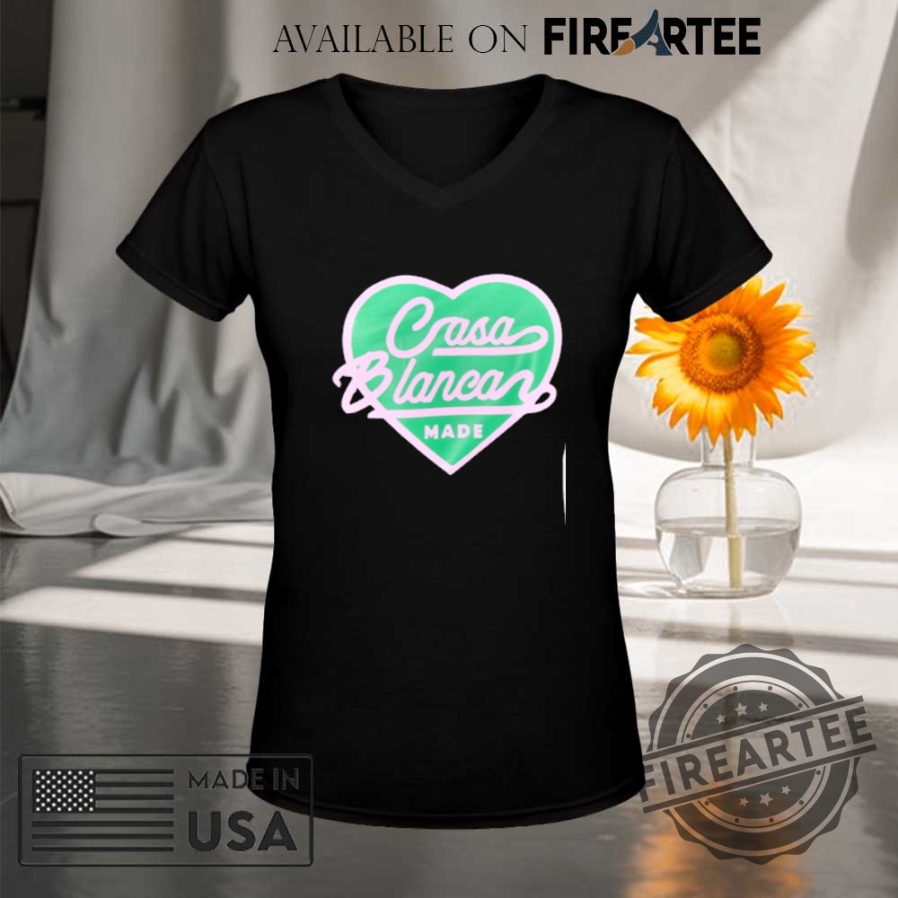 Casablanca Made Heart Logo Shirt Black Streetwear Tee With Green Pink 9 CasaBlanca Made Heart Logo Shirt Black Streetwear Tee with Green Pink