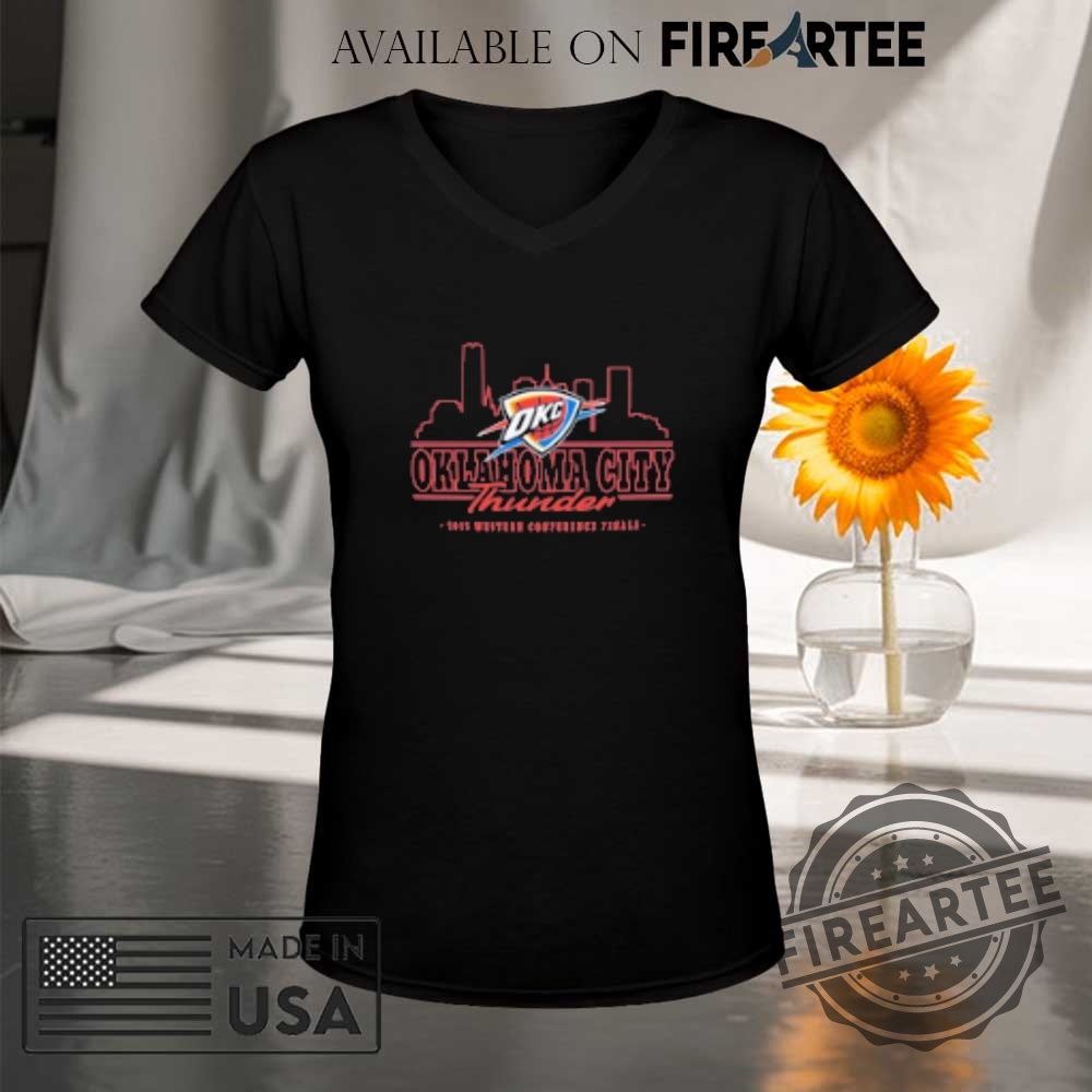 Oklahoma City Thunder 2025 Western Conference Finals Nba Skyline Tshirts 9 Oklahoma City Thunder 2025 Western Conference Finals NBA Skyline T-shirts