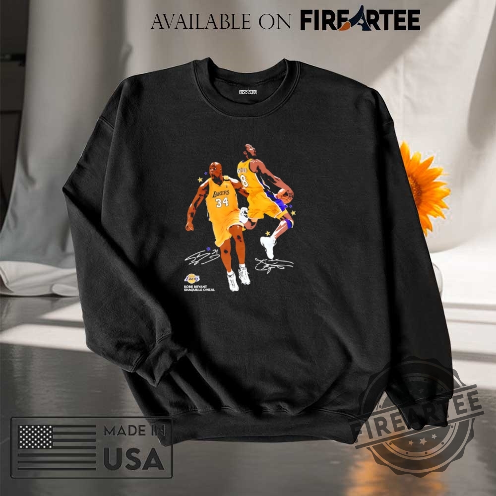 Los Angeles Lakers Kobe Bryant And Shaquille Oneal Signature Shirt 7 Los Angeles Lakers Kobe Bryant and Shaquille O’Neal signature shirt