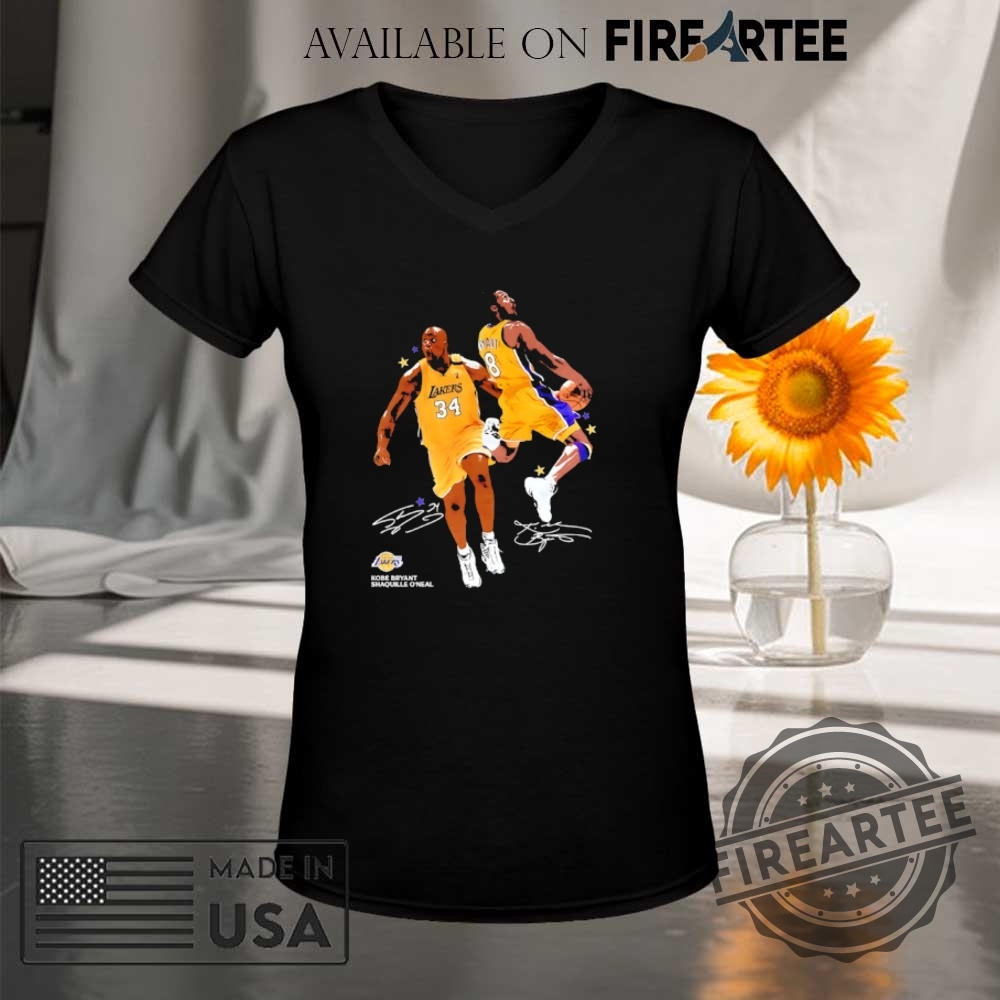 Los Angeles Lakers Kobe Bryant And Shaquille Oneal Signature Shirt 9 Los Angeles Lakers Kobe Bryant and Shaquille O’Neal signature shirt