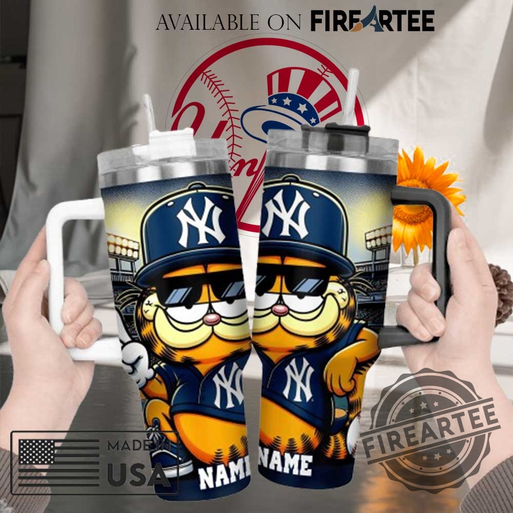 "Top Personalized New York Baseball Tumblers for Passionate Fans" 2 Cool Garfield New York Yankees Baseball Tumbler With Handle Personalized Travel Mug For Fans