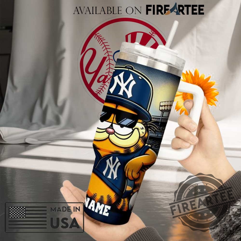 Cool Garfield New York Yankees Baseball Tumbler With Handle Personalized Travel Mug For Fans 4 Cool Garfield New York Yankees Baseball Tumbler with Handle – Personalized Travel Mug for Fans