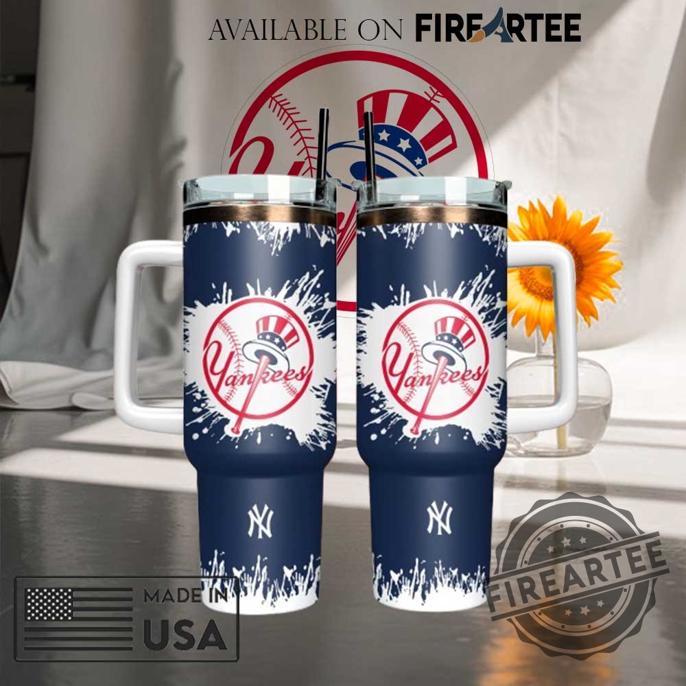 New York Yankees Splatter Print Tumbler Baseball Fan Travel Mug 4 New York Yankees Splatter Print Tumbler Baseball Fan Travel Mug