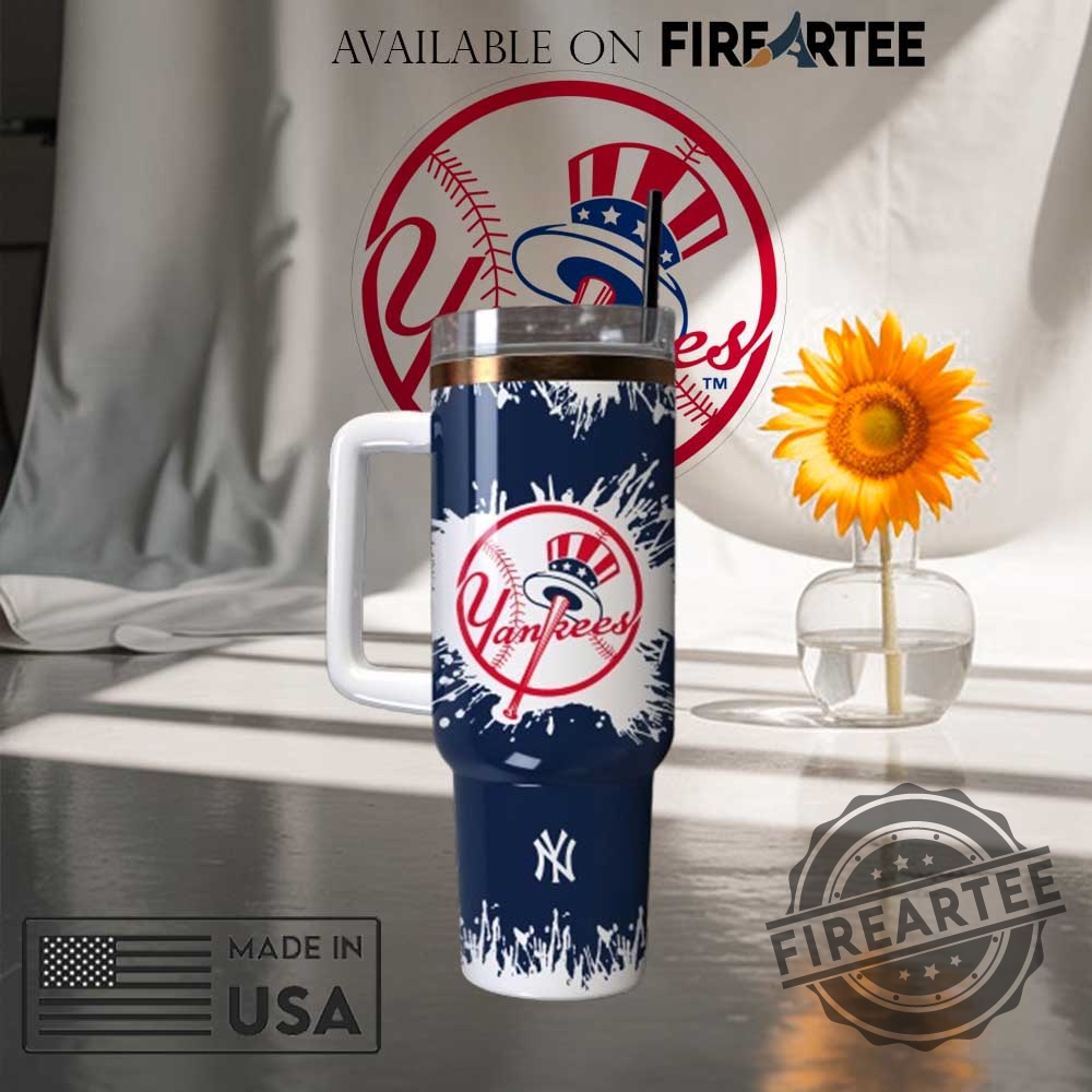 New York Yankees Splatter Print Tumbler Baseball Fan Travel Mug 5 New York Yankees Splatter Print Tumbler Baseball Fan Travel Mug