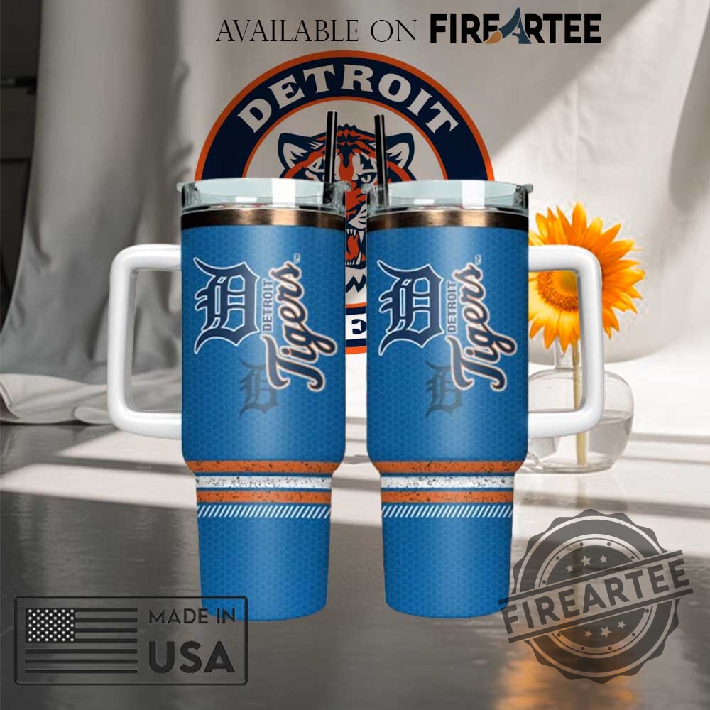 Detroit Tigers Blue Pattern Tumbler Mlb Baseball Fan Mug With Handle And Straw 6 Detroit Tigers Blue Pattern Tumbler MLB Baseball Fan Mug with Handle and Straw