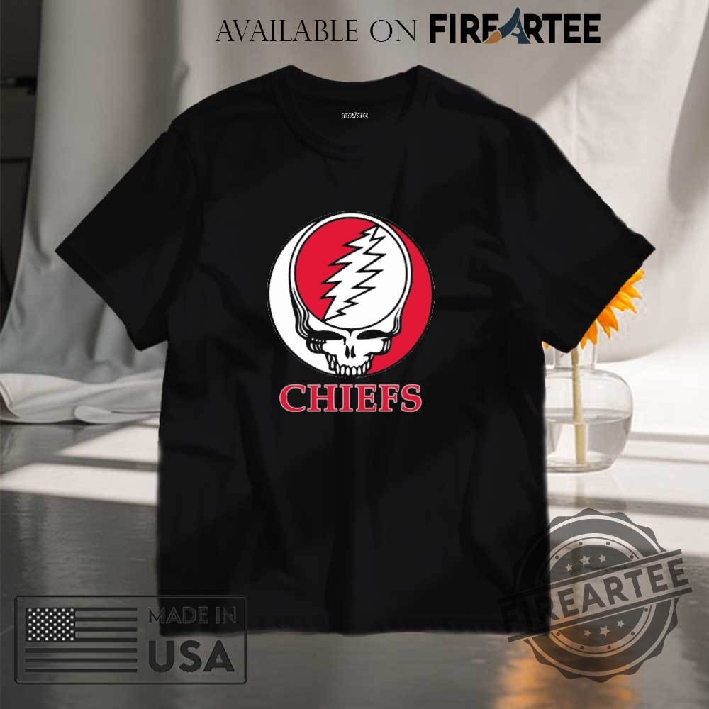 "Grateful Dead Logo Sports Shirts: NFL & MLB Team Designs" 7 Kansas City Chiefs Grateful Dead Logo Shirt