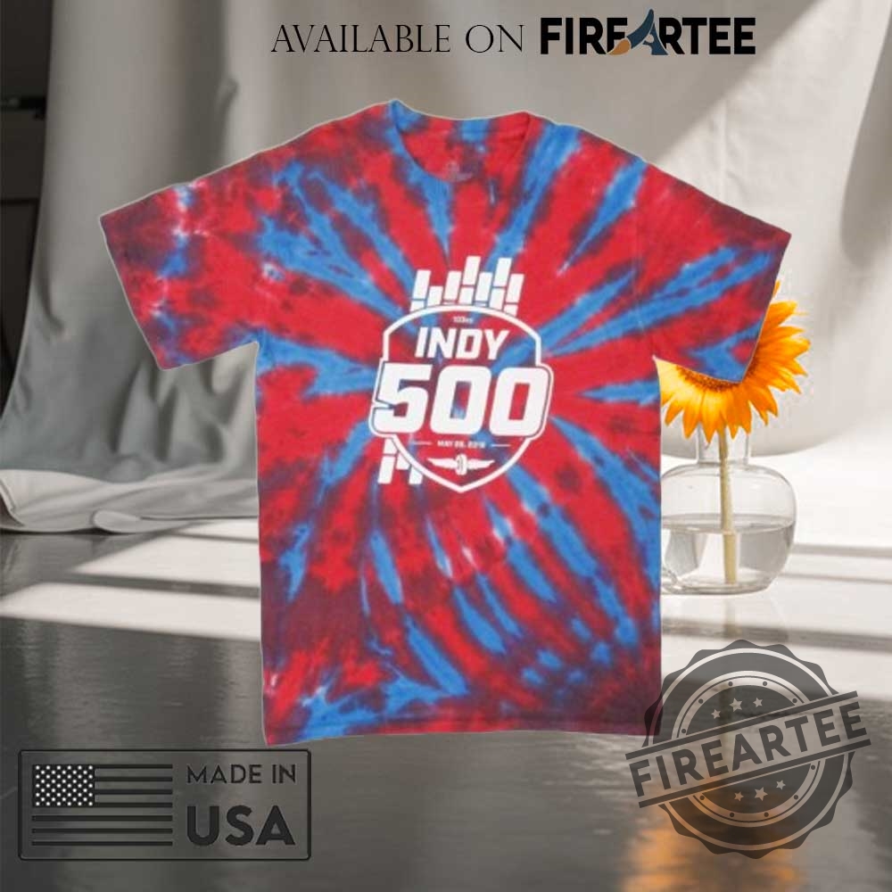Indy 500 Tiedye Shirt Red Blue Racing Shield Logo Tee