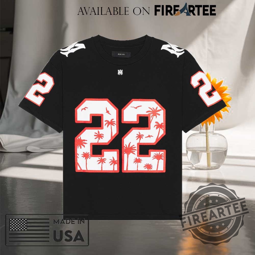 Amiri Palm Tree 22 Jersey Tropical Graphic Streetwear Tee 5 AMIRI Palm Tree 22 Jersey Tropical Graphic Streetwear Tee