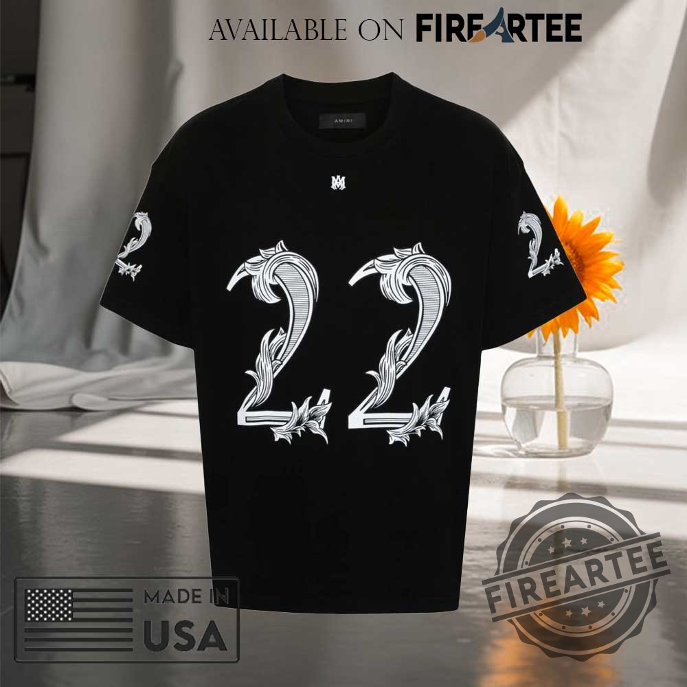 Amiri 22 Shirt Vintage Floral Number Streetwear Tee 4 AMIRI 22 Shirt Vintage Floral Number Streetwear Tee