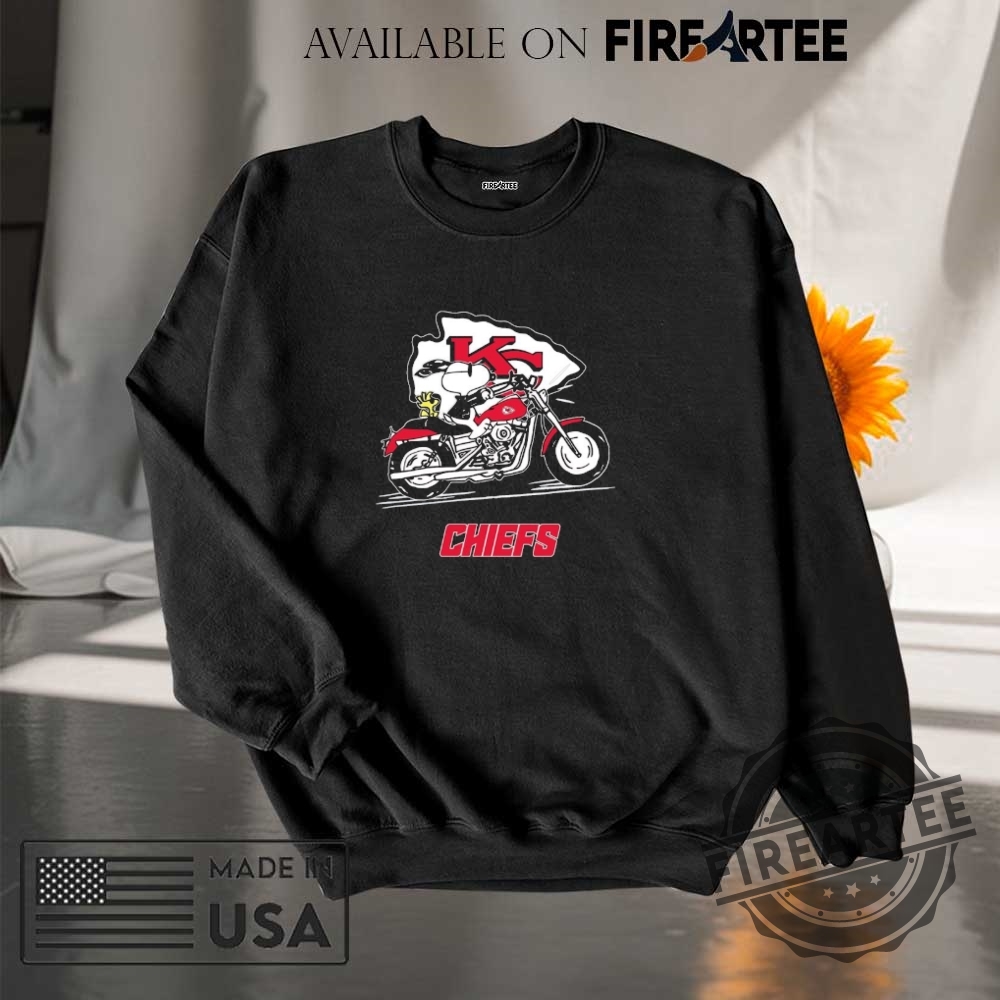 Snoopy And Woodstock Driving Motorbike Kansas City Chiefs Shirt 7 Snoopy and Woodstock driving motorbike Kansas City Chiefs shirt