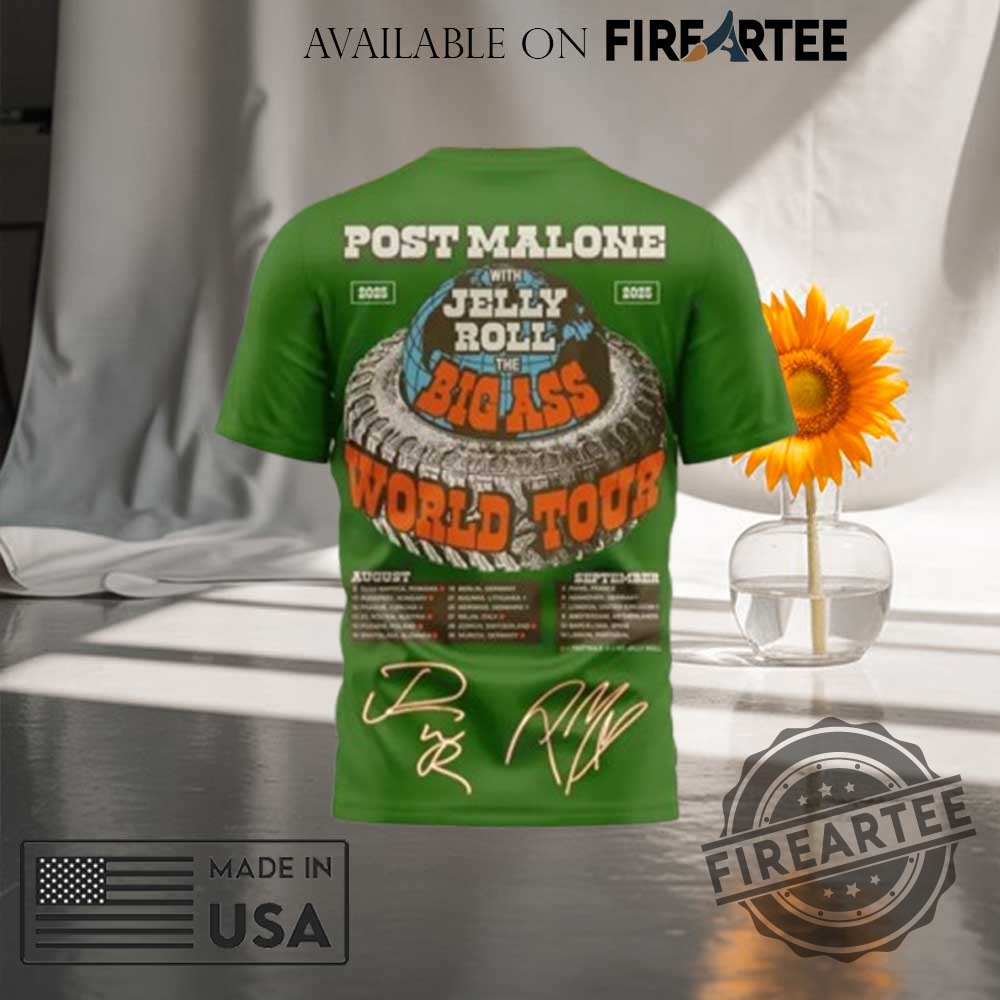 Post Malone And Jelly Roll 2025 Big Ass World Tour Green Shirt 5 Post Malone and Jelly Roll 2025 Big Ass World Tour Green Shirt