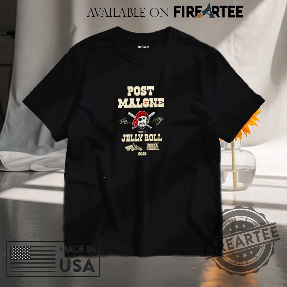 "Shop 2025 Tour Shirts: Post Malone, Cubs, Rebecca Black & More" 17 Post Malone Jelly Roll Big Ass Stadium Tour X Pittsburgh Pirates Shirt
