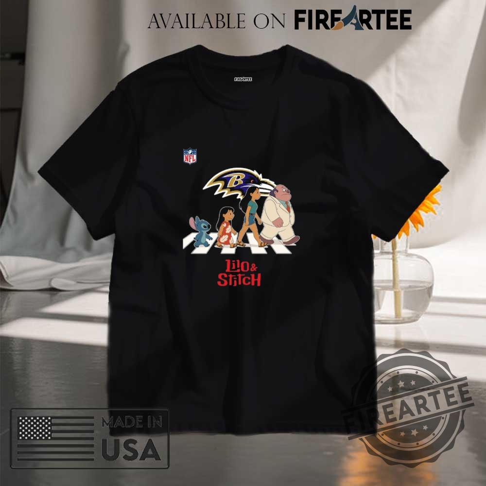 "Custom Lilo & Stitch Tumblers and NFL Abbey Road Shirts" 5 Baltimore Ravens Nfl Lilo And Stitch Characters Abbey Road Shirt