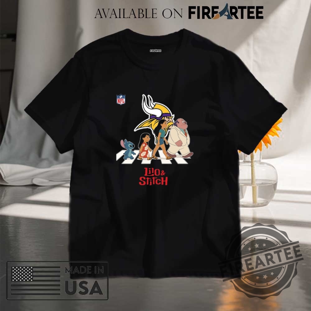"Custom Lilo & Stitch Tumblers and NFL Abbey Road Shirts" 7 Minnesota Vikings Nfl Lilo And Stitch Characters Abbey Road Shirt