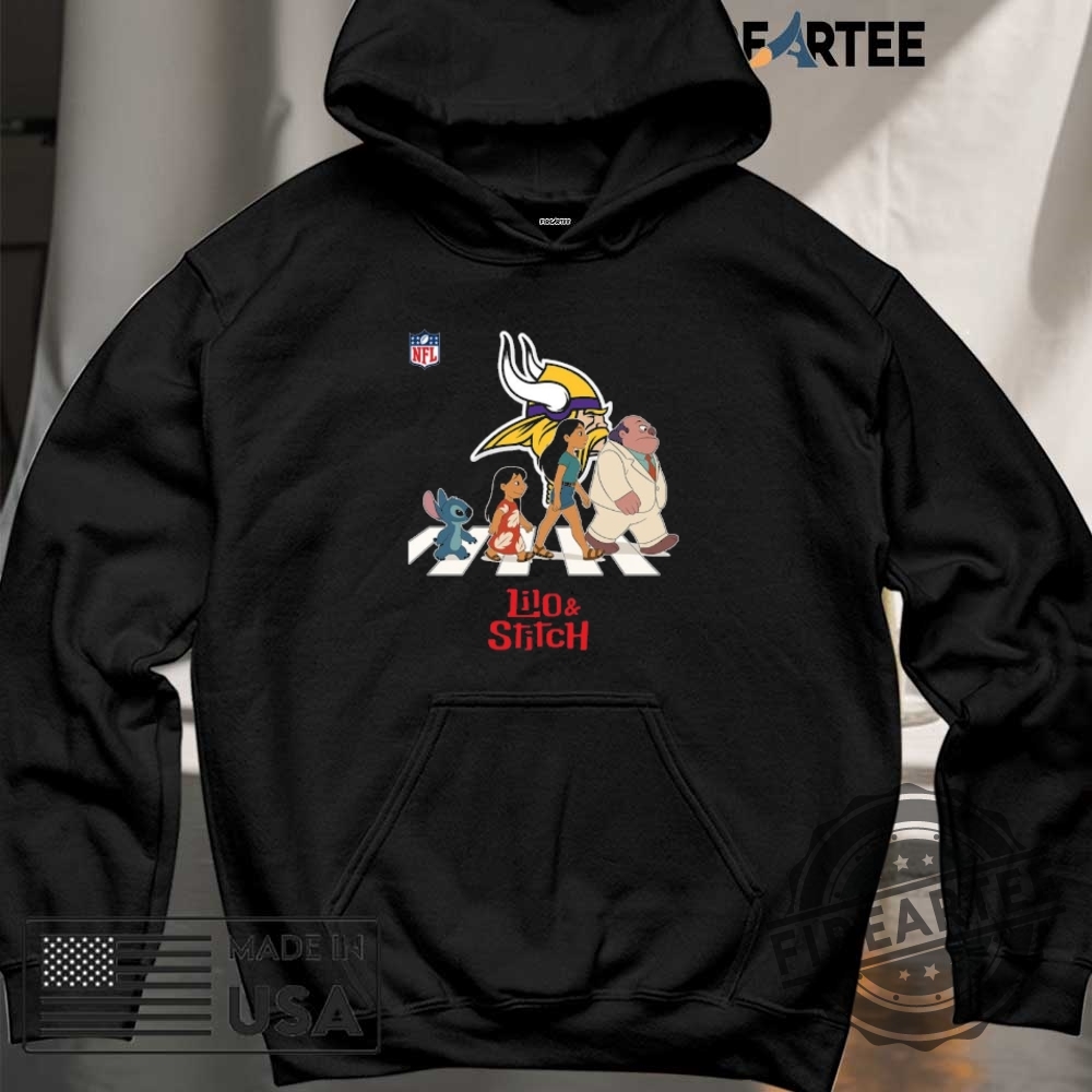 Minnesota Vikings Nfl Lilo And Stitch Characters Abbey Road Shirt 6 Minnesota Vikings NFL Lilo and Stitch characters abbey road shirt