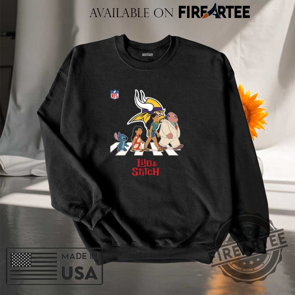 Minnesota Vikings Nfl Lilo And Stitch Characters Abbey Road Shirt 7 Minnesota Vikings NFL Lilo and Stitch characters abbey road shirt