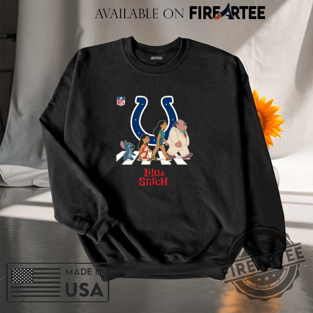 Indianapolis Colts Nfl Lilo And Stitch Characters Abbey Road Shirt 7 Indianapolis Colts NFL Lilo and Stitch characters abbey road shirt