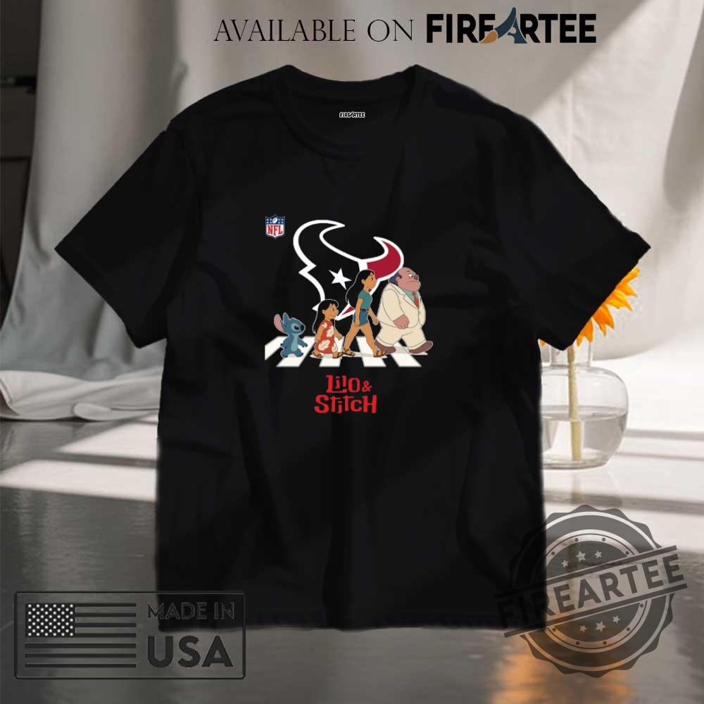"Custom Lilo & Stitch Tumblers and NFL Abbey Road Shirts" 11 Houston Texans Nfl Lilo And Stitch Characters Abbey Road Shirt