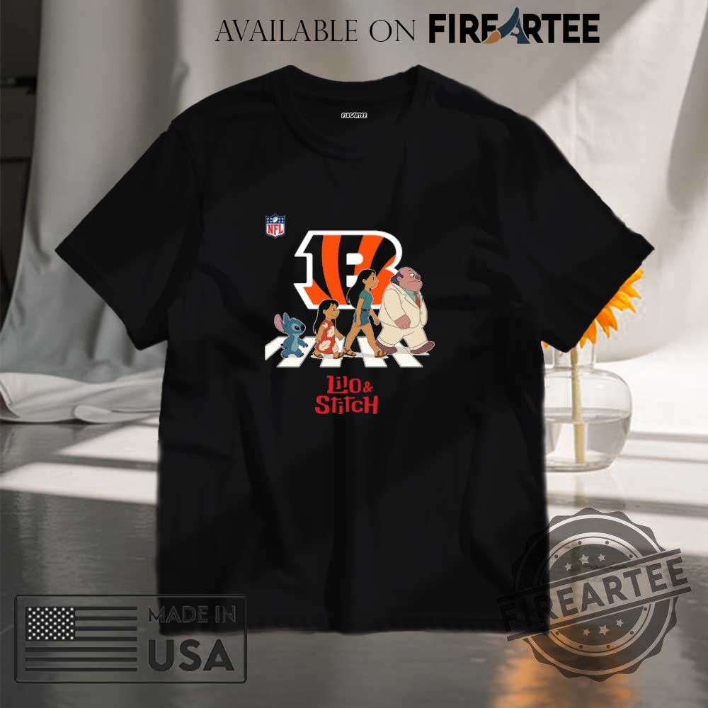"Custom Lilo & Stitch Tumblers and NFL Abbey Road Shirts" 12 Cincinnati Bengals Nfl Lilo And Stitch Characters Abbey Road Shirt