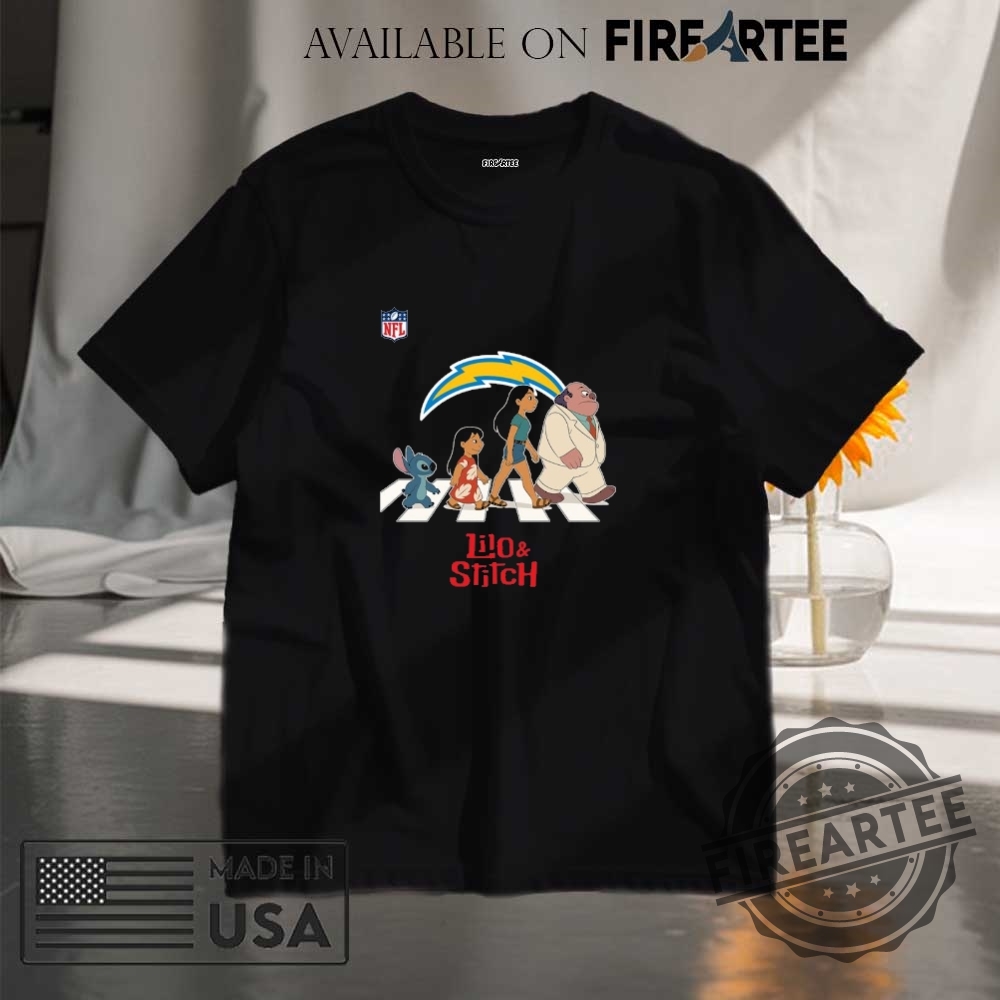 "Custom Lilo & Stitch Tumblers and NFL Abbey Road Shirts" 14 Los Angeles Chargers Nfl Lilo And Stitch Characters Abbey Road Shirt
