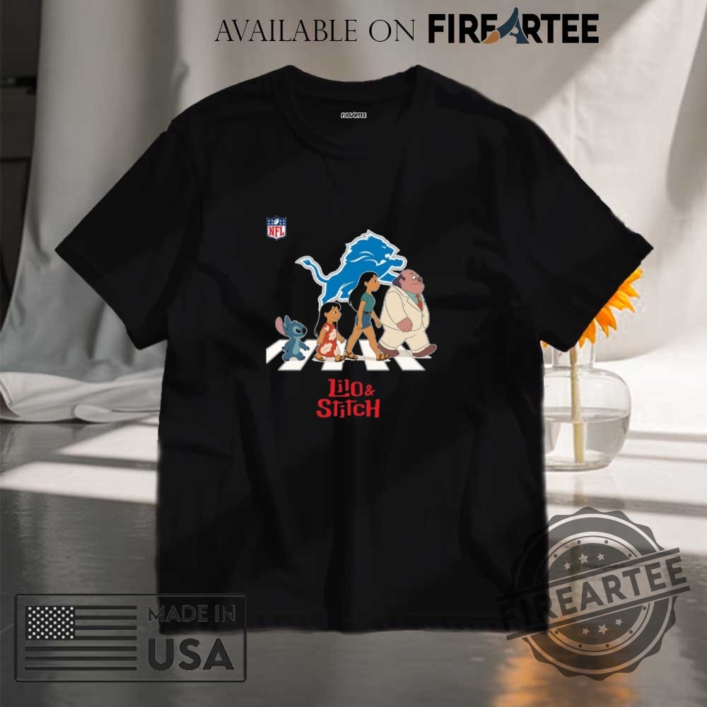 Detroit Lions Nfl Lilo And Stitch Characters Abbey Road Shirt