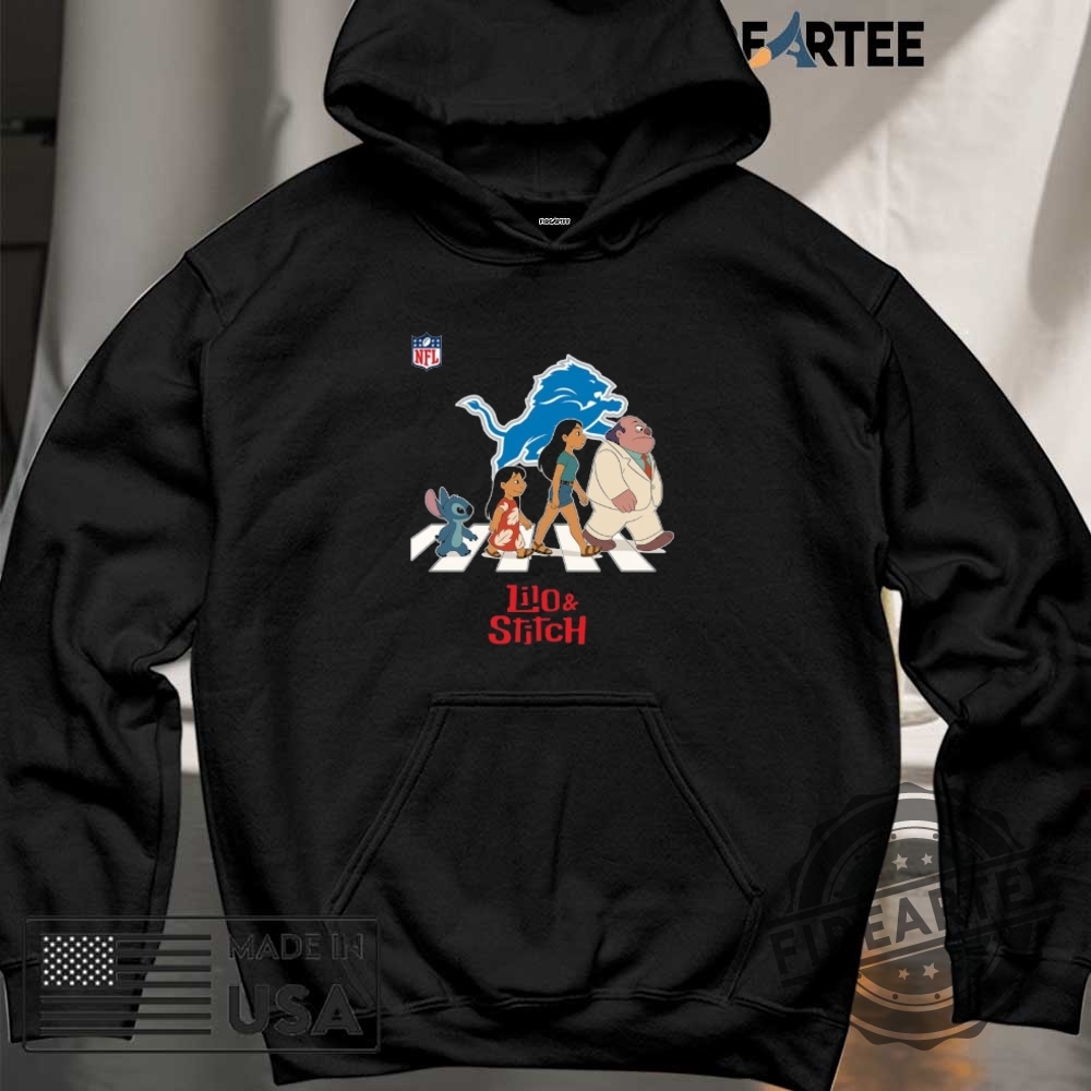 Detroit Lions Nfl Lilo And Stitch Characters Abbey Road Shirt 6 Detroit Lions NFL Lilo and Stitch characters abbey road shirt