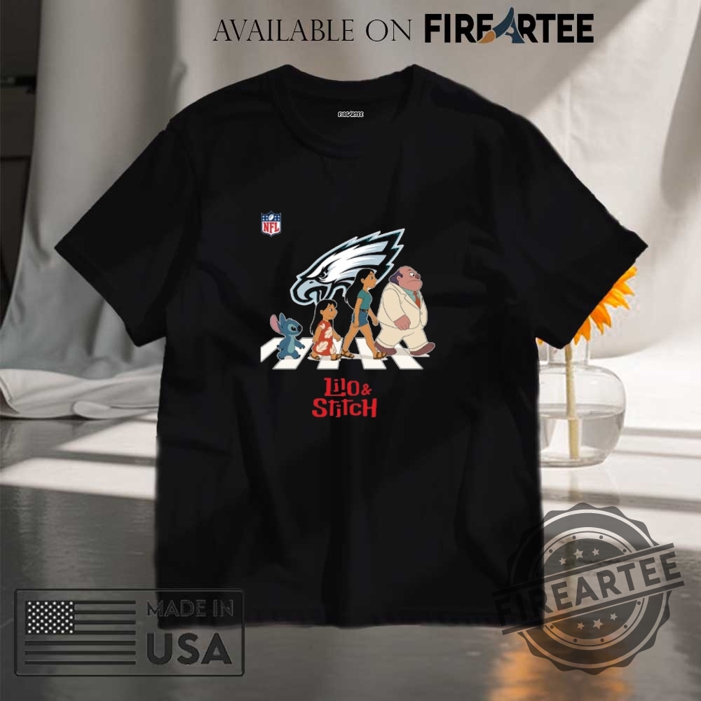 Philadelphia Eagles Nfl Lilo And Stitch Characters Abbey Road Shirt