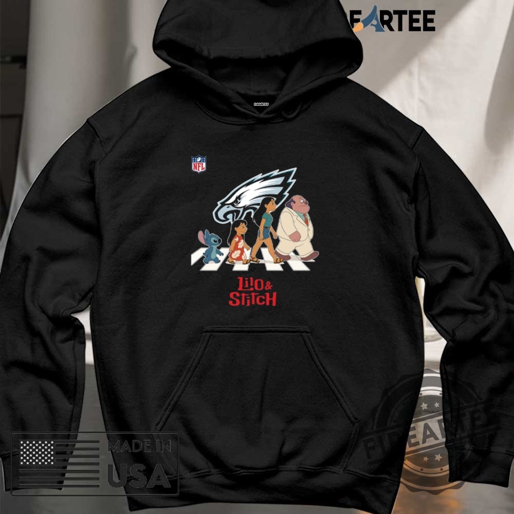 Philadelphia Eagles Nfl Lilo And Stitch Characters Abbey Road Shirt 6 Philadelphia Eagles NFL Lilo and Stitch characters abbey road shirt