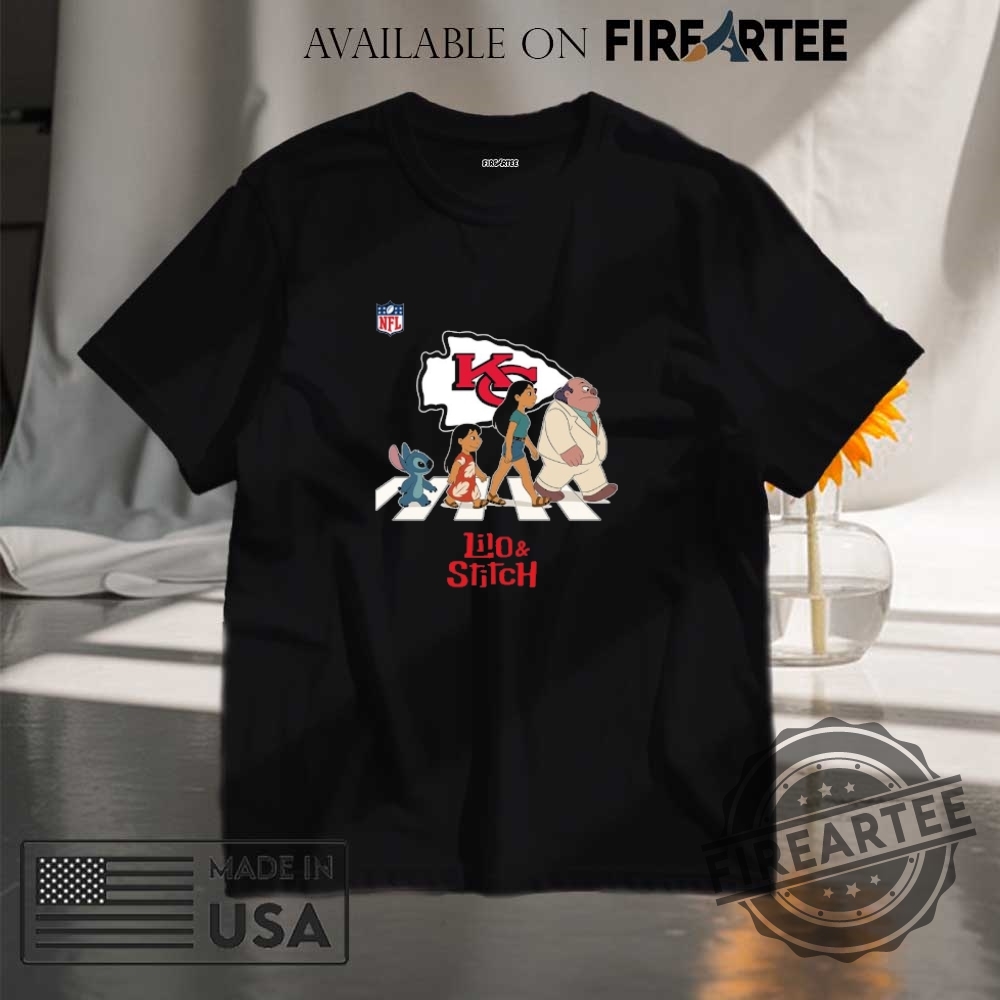 Kansas City Chiefs Nfl Lilo And Stitch Characters Abbey Road Shirt