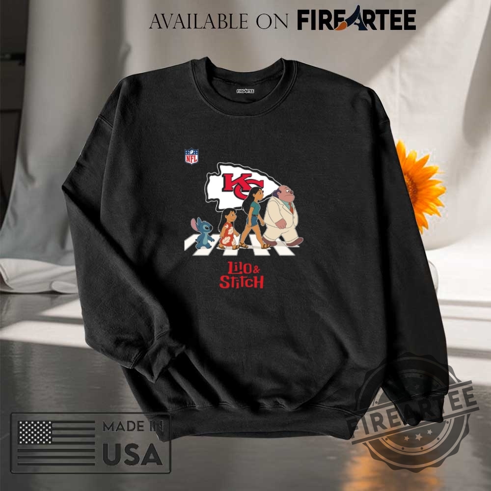 Kansas City Chiefs Nfl Lilo And Stitch Characters Abbey Road Shirt 7 Kansas City Chiefs NFL Lilo and Stitch characters abbey road shirt