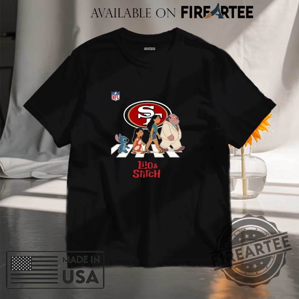 San Francisco 49Ers Nfl Lilo And Stitch Characters Abbey Road Shirt