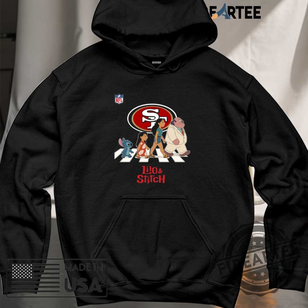 San Francisco 49Ers Nfl Lilo And Stitch Characters Abbey Road Shirt 6 San Francisco 49ers NFL Lilo and Stitch characters abbey road shirt