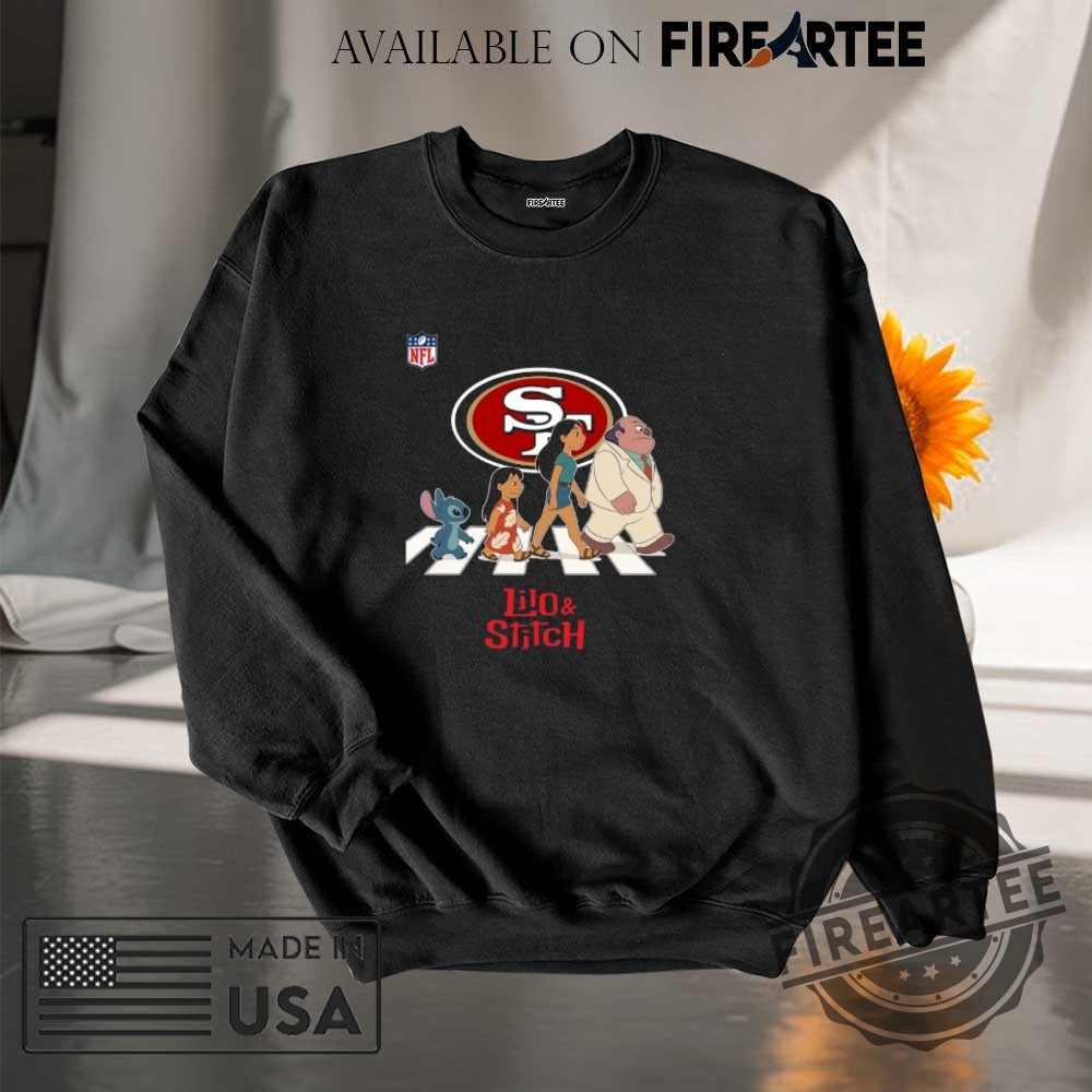 San Francisco 49Ers Nfl Lilo And Stitch Characters Abbey Road Shirt 7 San Francisco 49ers NFL Lilo and Stitch characters abbey road shirt