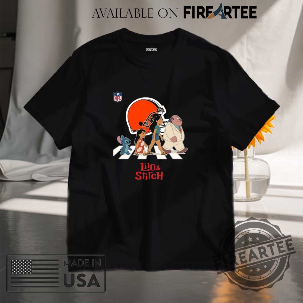 Cleveland Browns Nfl Lilo And Stitch Characters Abbey Road Shirt