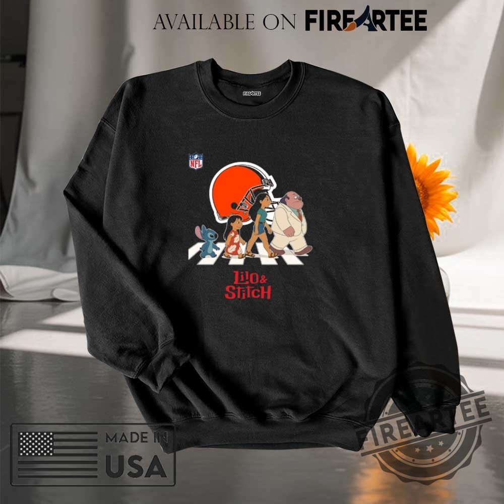 Cleveland Browns Nfl Lilo And Stitch Characters Abbey Road Shirt 7 Cleveland Browns NFL Lilo and Stitch characters abbey road shirt