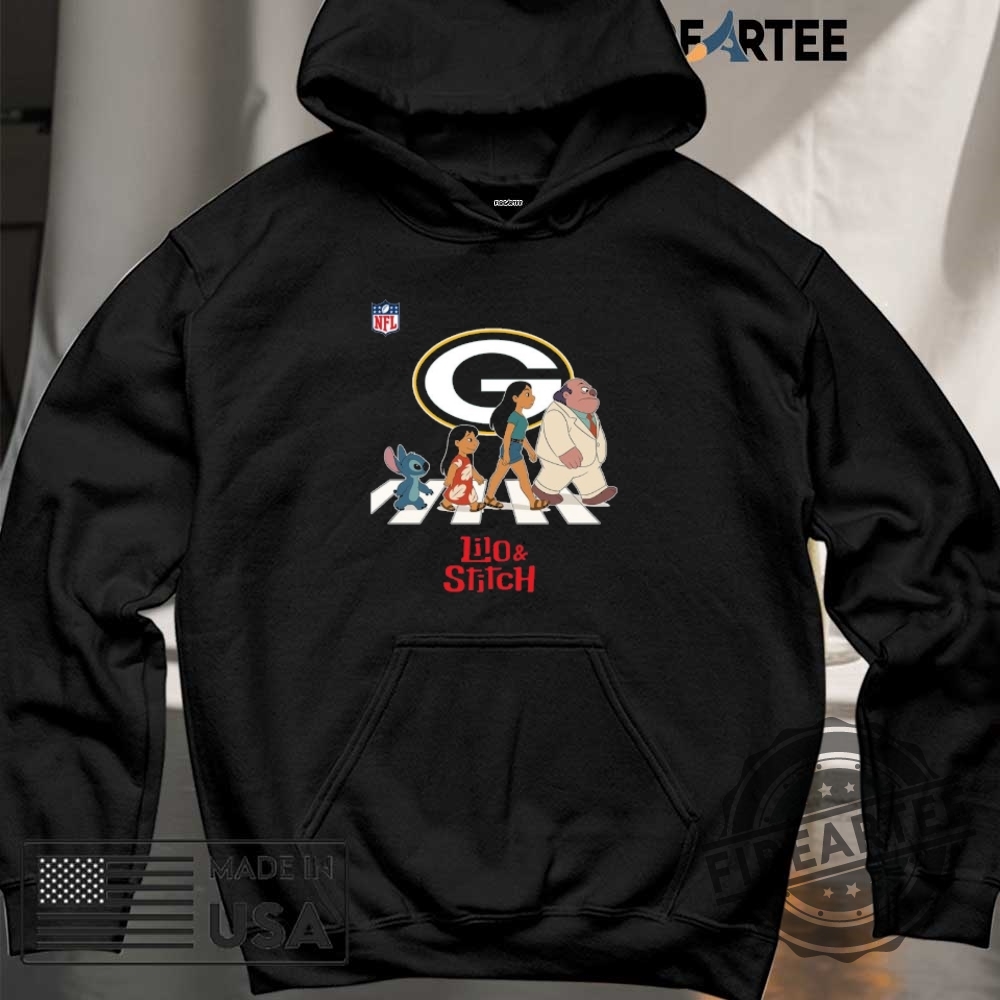 Green Bay Packers Nfl Lilo And Stitch Characters Abbey Road Shirt 6 Green Bay Packers NFL Lilo and Stitch characters abbey road shirt