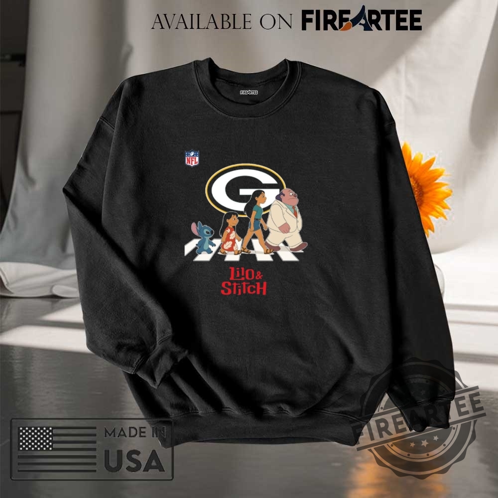 Green Bay Packers Nfl Lilo And Stitch Characters Abbey Road Shirt 7 Green Bay Packers NFL Lilo and Stitch characters abbey road shirt