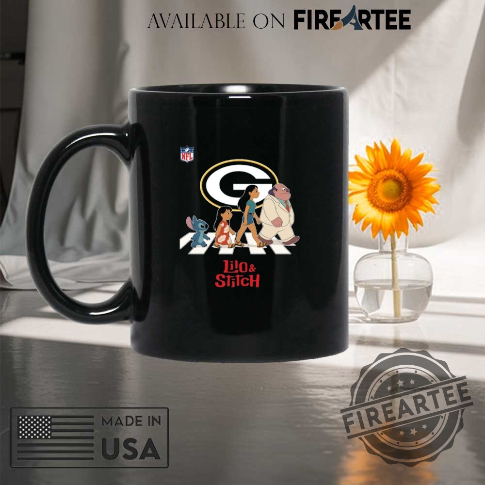 Green Bay Packers Nfl Lilo And Stitch Characters Abbey Road Shirt 8 Green Bay Packers NFL Lilo and Stitch characters abbey road shirt