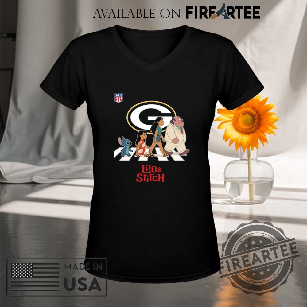 Green Bay Packers Nfl Lilo And Stitch Characters Abbey Road Shirt 9 Green Bay Packers NFL Lilo and Stitch characters abbey road shirt