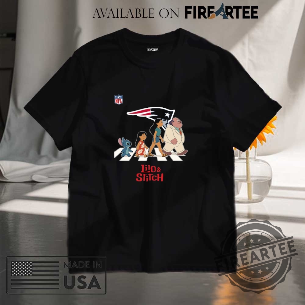 "Top Lilo & Stitch Apparel: Hats, Shirts, and NFL Collaborations" 8 New England Patriots Nfl Lilo And Stitch Characters Abbey Road Shirt