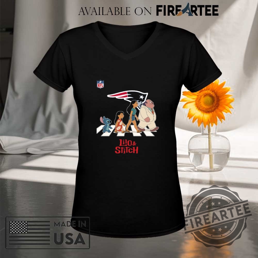 New England Patriots Nfl Lilo And Stitch Characters Abbey Road Shirt 9 New England Patriots NFL Lilo and Stitch characters abbey road shirt