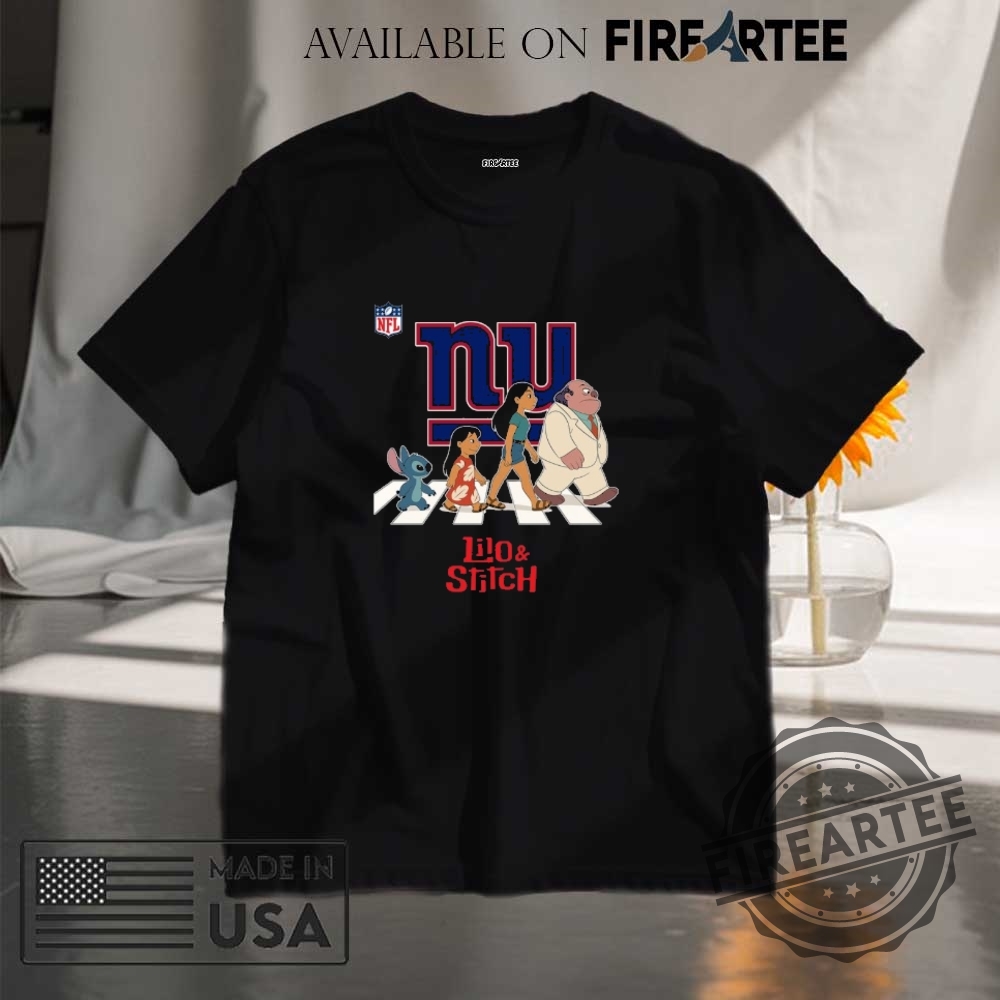 "Top Lilo & Stitch Apparel: Hats, Shirts, and NFL Collaborations" 10 New York Giants Nfl Lilo And Stitch Characters Abbey Road Shirt