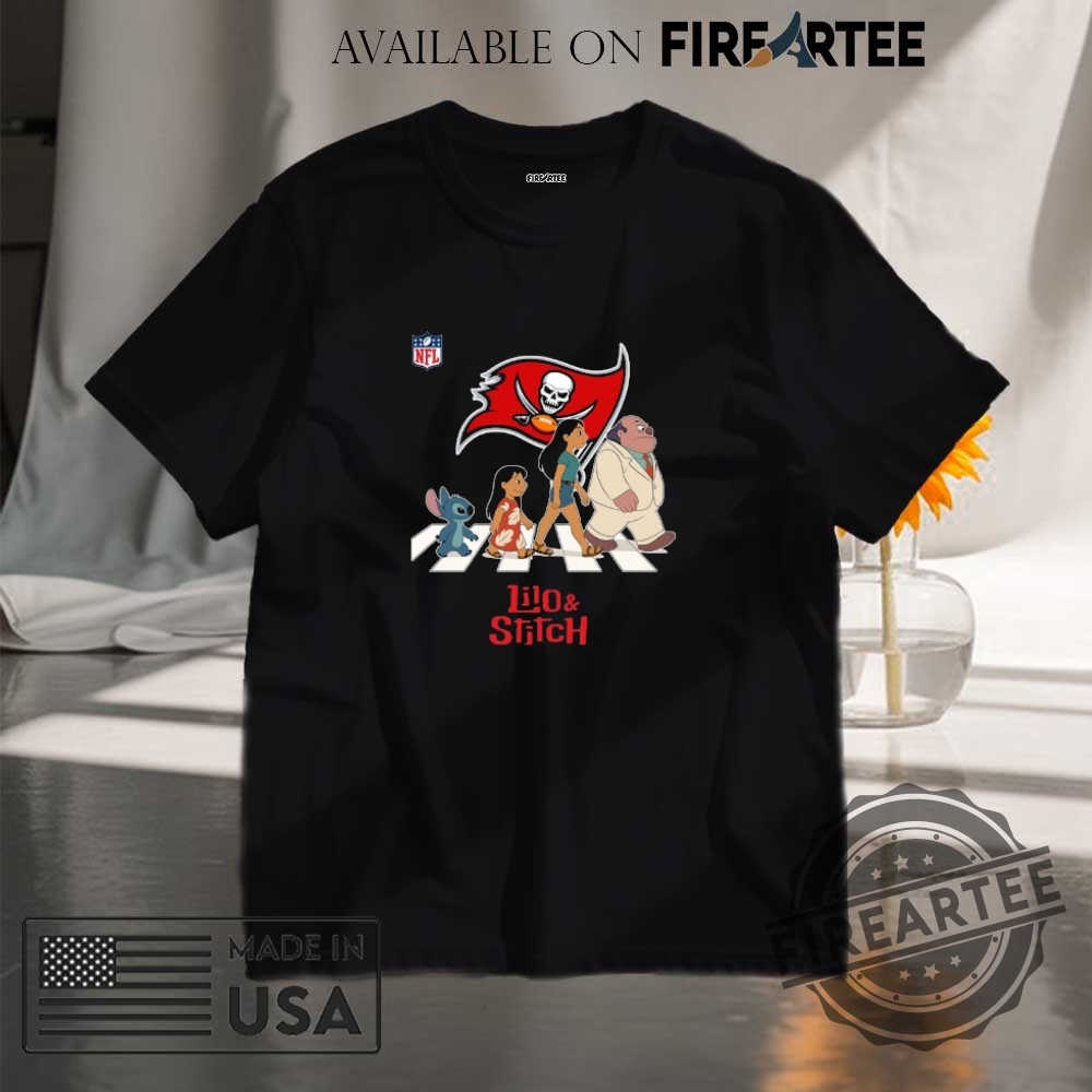 "Top Lilo & Stitch Apparel: Hats, Shirts, and NFL Collaborations" 13 Tampa Bay Buccaneers Nfl Lilo And Stitch Characters Abbey Road Shirt