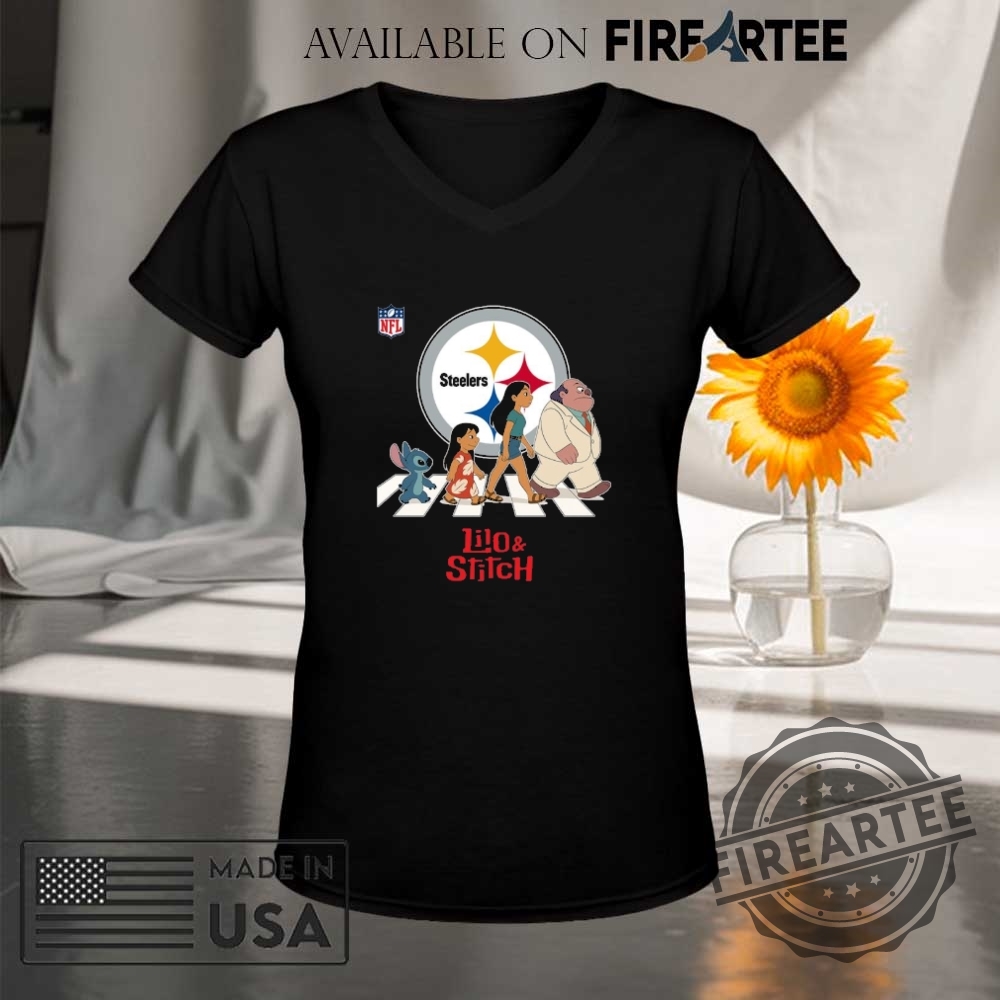 Pittsburgh Steelers Nfl Lilo And Stitch Characters Abbey Road Shirt 9 Pittsburgh Steelers NFL Lilo and Stitch characters abbey road shirt