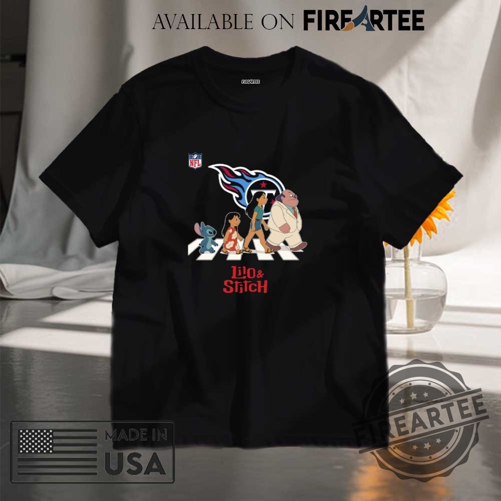 "Top Lilo & Stitch Apparel: Hats, Shirts, and NFL Collaborations" 18 Tennessee Titans Nfl Lilo And Stitch Characters Abbey Road Shirt