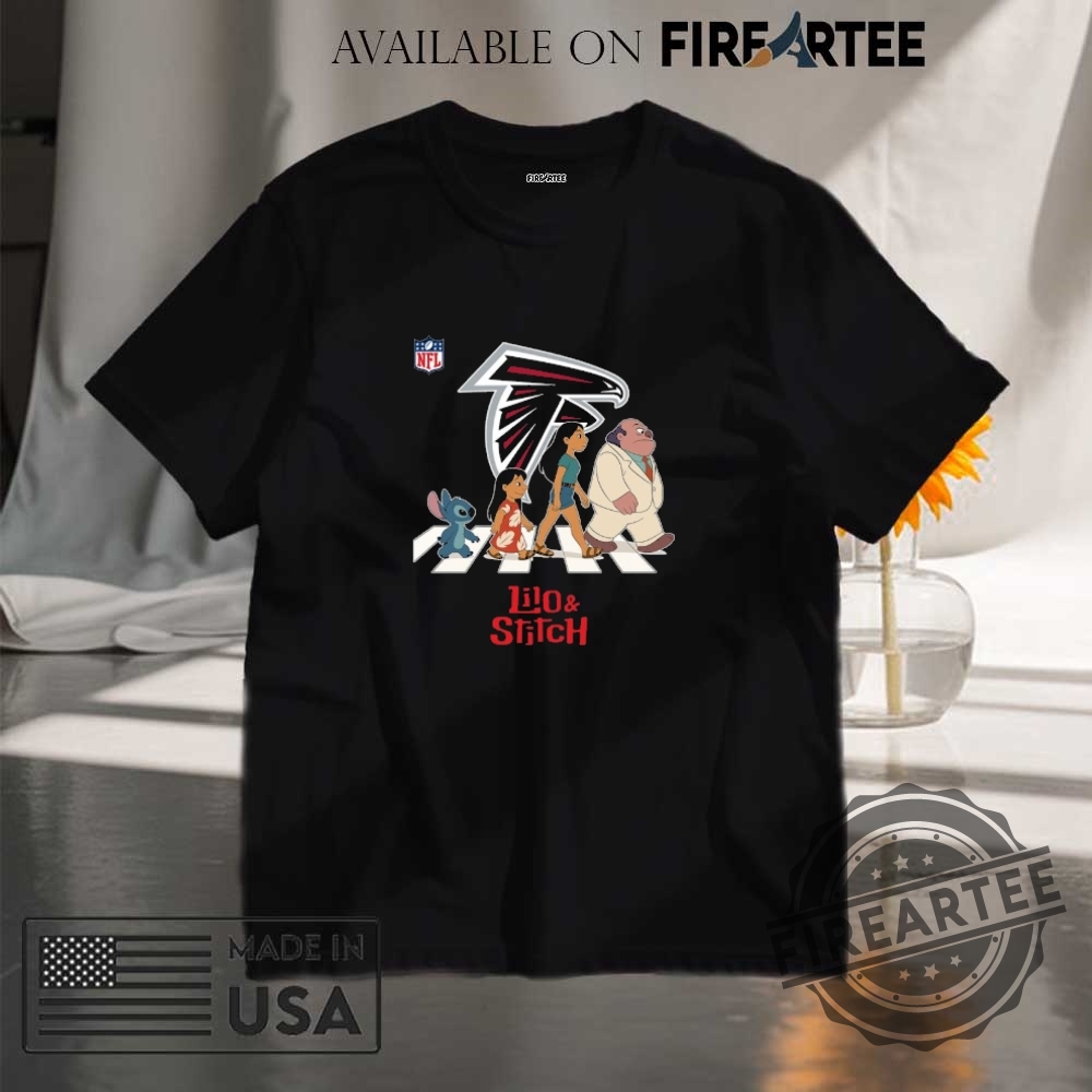 "Top Lilo & Stitch Apparel: Hats, Shirts, and NFL Collaborations" 19 Atlanta Falcons Nfl Lilo And Stitch Characters Abbey Road Shirt